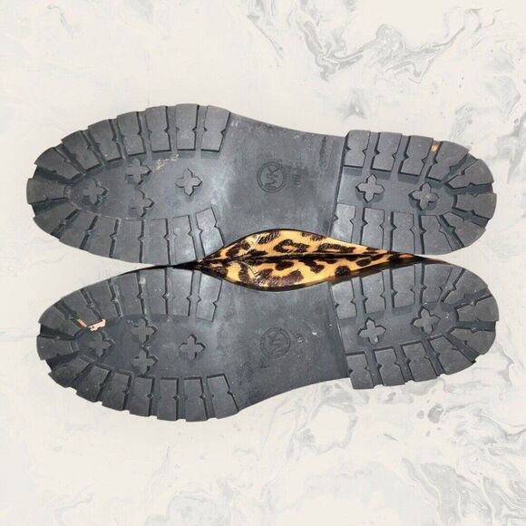 Michael Kors Rosario Cheetah-Print Fur Zip Lace Up Combat Boot Womens Size 11M - Picture 7 of 8